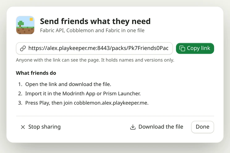 Share with friends: the link to send and what friends do with it.