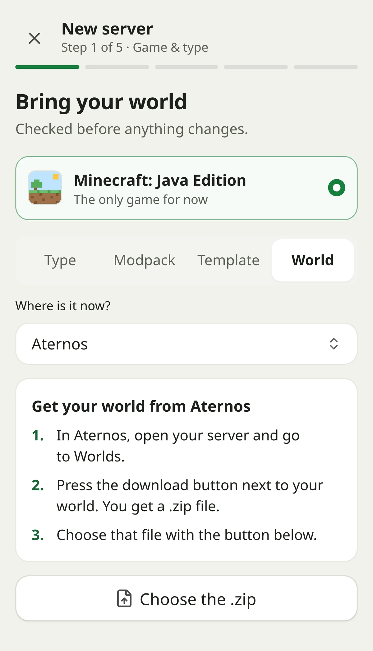 Starting from a world on a phone: the steps for getting it out of Aternos.